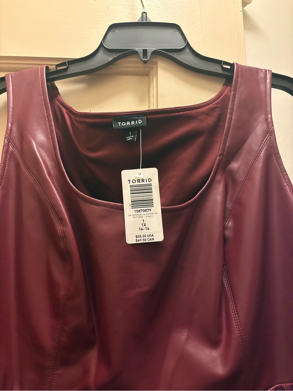 torrid Wine Faux Leather Sleeveless Tank